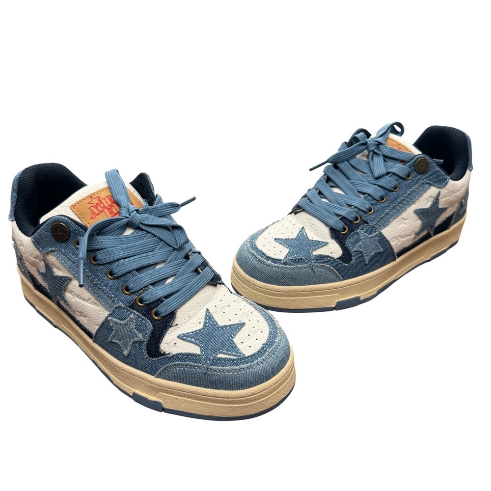 Aelfric Eden StarryClimb‎ Skate Shoes Womens 11 White Blue Denim Star Patchwork
